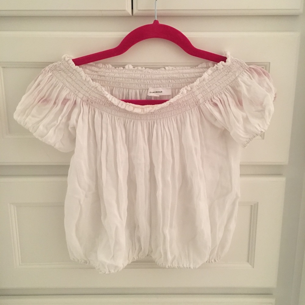 Off the Shoulder White Ruffle Top